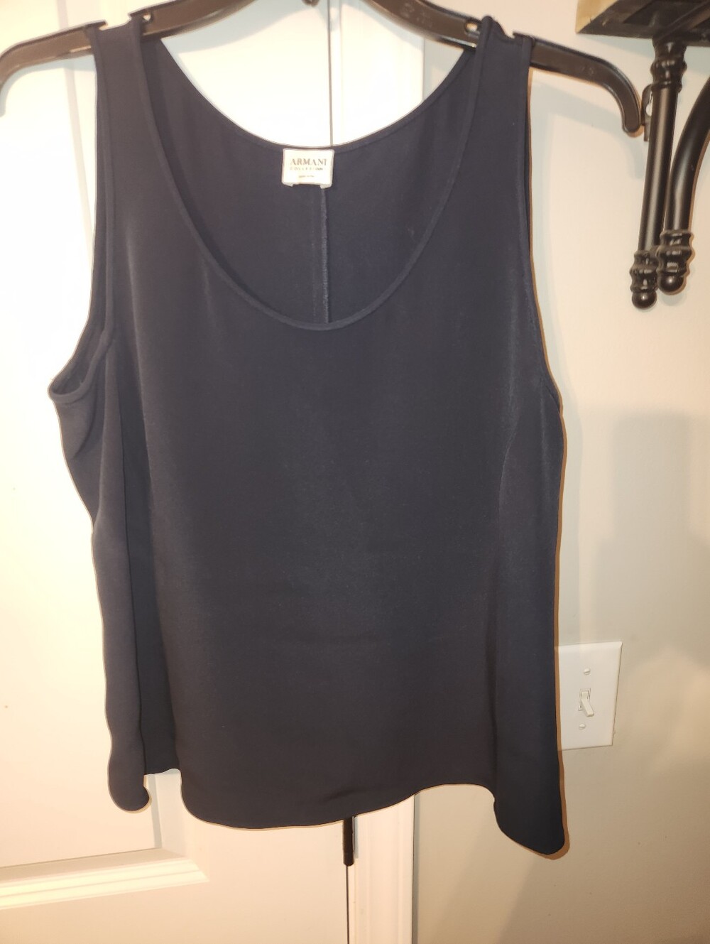 Armani Collezioni Navy Silk-Blend Sleeveless Camisole